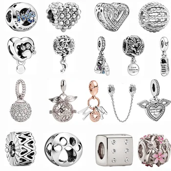 

Silver Color Dog Paw Flower Love Mom Fit Brand Bracelets DIY Jewelry Women Original Beads Charms Jewelry Pendant Accessories