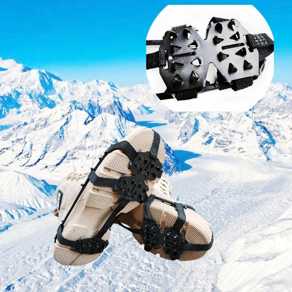 Ледяной захват 24 зуба Бутсы для альпинизма походная обувь кошки шипы спортивные зимние универсальные снежные прогулочные многоцелевые уличные
