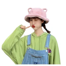 Зимняя шапка-ведро из искусственного меха для девочек, теплая шапка для охоты, рыбалки, женская шапка, уличная Складная шапка для отдыха, Женская ветрозащитная шапка