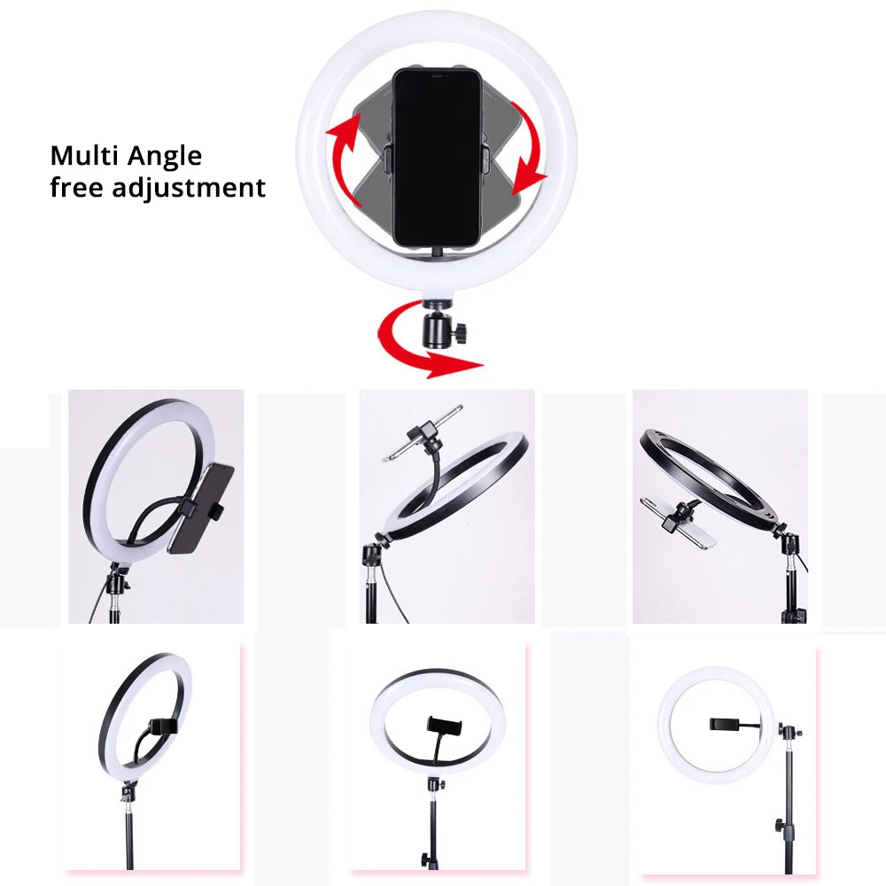  capsaver RL-10 26cm Mini LED Ring Light USB Ring Lamp Makeup Vedio Light with Phone Holder Tripod D - 4000313665025