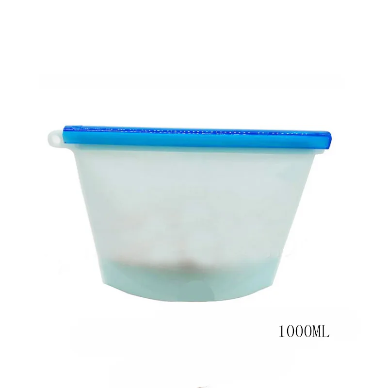 Blue 1000ml Многоразовый силикон вакуумное уплотнение еда свежий пакет для холодильника Ziplock Сумки Кухня Фрукты Мясо контейнеры для хранения молока - Цвет: Blue 1000ml