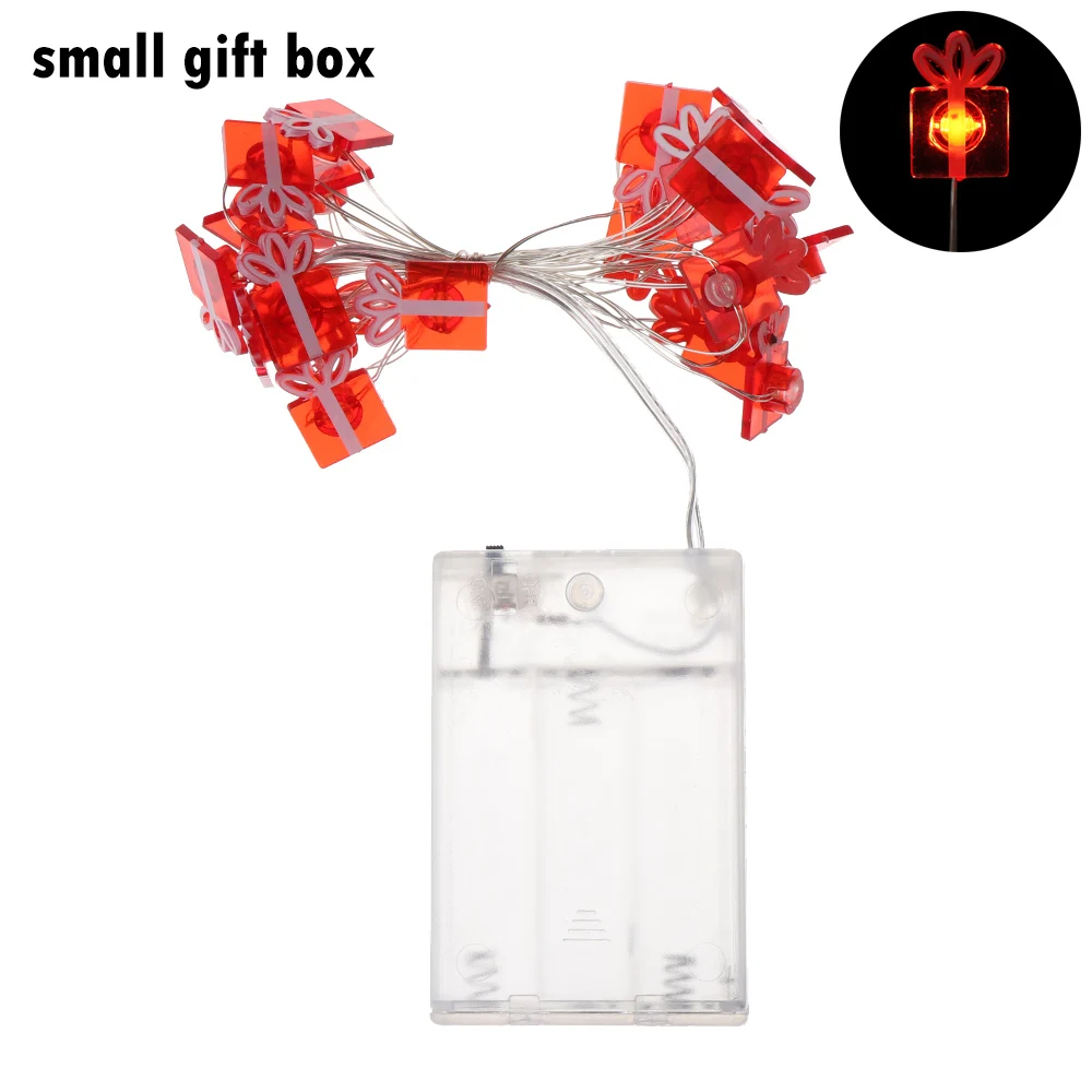 small gift box 2 м 20 светильник s, Рождественское украшение, олень, снеговик, пентаграмма, маленькая тростниковая Рождественская елка, светодиодный Сказочный светильник для занавесок, Свадебный декор - Испускаемый цвет: small gift box