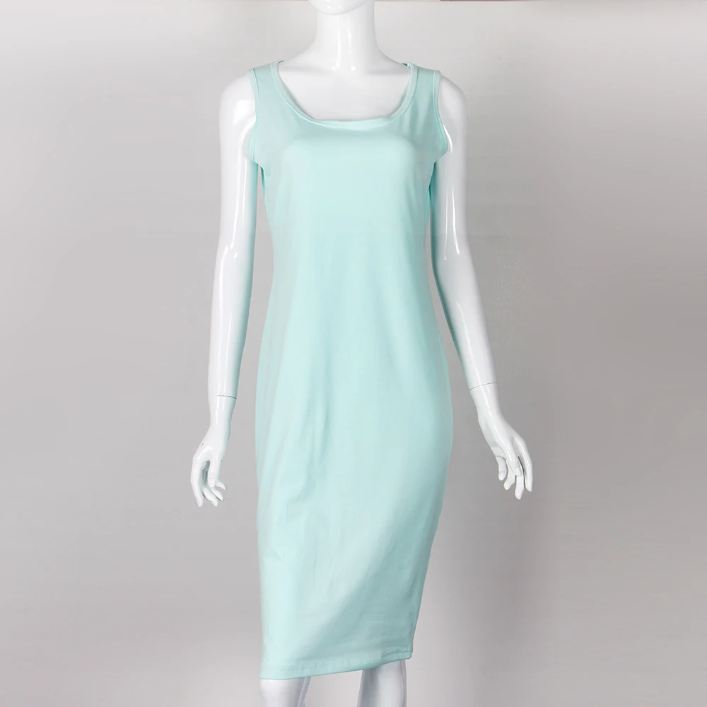 Женское сексуальное Клубное облегающее платье без рукавов с круглым вырезом, посылка, платье до середины икры, летнее платье, модное повседневное длинное платье X0181