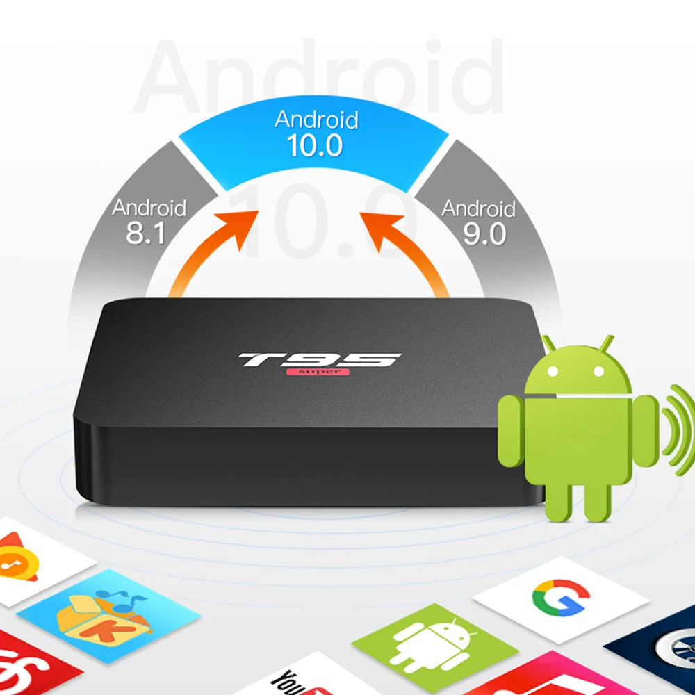 T95 супер Смарт ТВ приставка Android 10,0 Allwinner H3 четырехъядерный Поддержка WiFi 3D 4K H.265 Netflix Youtube медиаплеер телеприставка