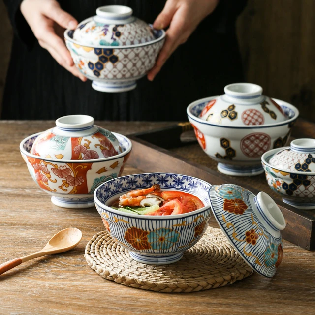 Vajilla japonesa de cerámica azul y blanca, tazón de arroz, plato de cena,  sopa, fideos, tazón de ensalada para el hogar - AliExpress