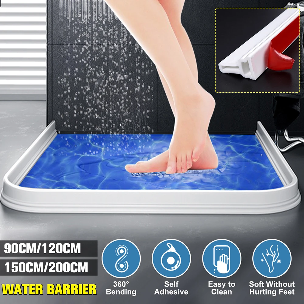 

Bathroom Water-retaining Bar Shower Trays Silicone Rubber Barrier Water Blocker Home Dry and Wet Separation Improvement