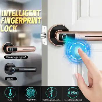 

Biometric Fingerprint Lock Smart Digital Door Lock Intelligent Electronic Lock For Home and Office Security With Mechanical Key
