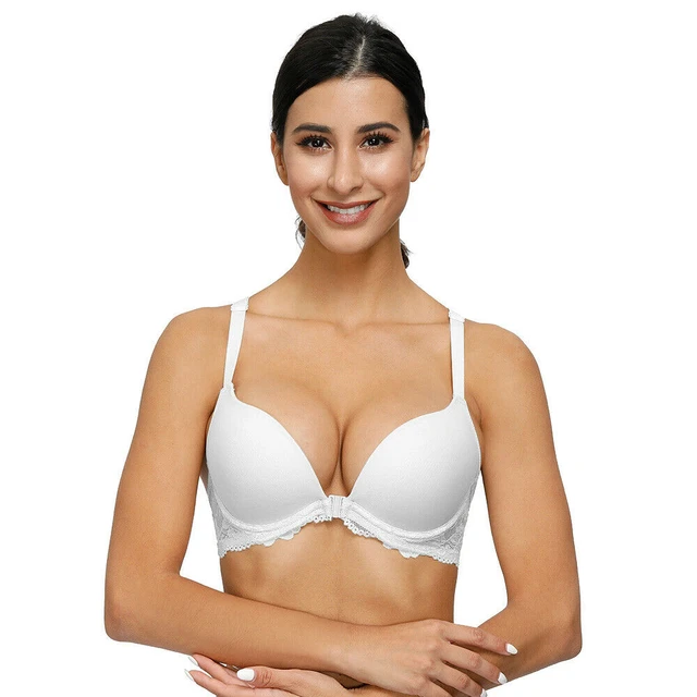 YANDW Pure Bras For Women Front Close Padded Push Up Strength Mesh