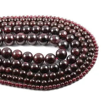 

Natural stone beads Dark Red Garnet 4/6/8/10/12mm Round Ball loose beads for Jewelry Making Necklace DIY Bracelets Accessories