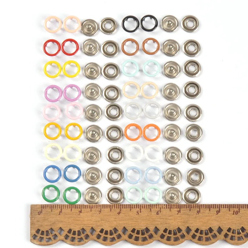 50set/lot Colorful Iron Prong Snap Buttons Round Metal Fasteners Press Stud for Romper Buckle Snap Baby Clothes Accessories 2