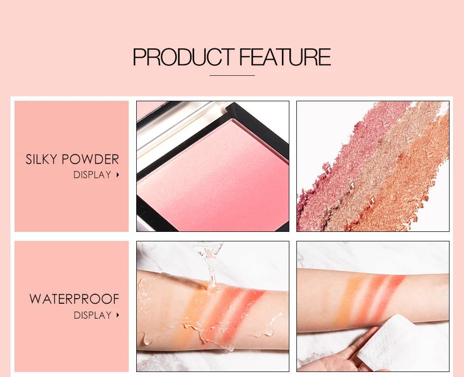 FOCALLURE Brand Face Blush Palette Natural Pink Cheek Waterproof Long Lasting Silky Orange Powder Professional Blush Maquiagem