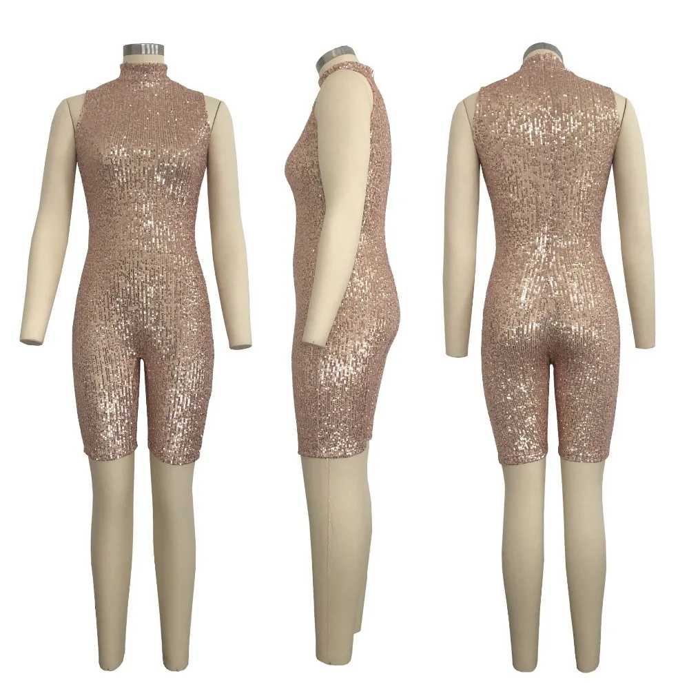 AHVIT стиль пикантные Sequinted Модные женские костюмы без рукавов круглый вырез горловины плотные цветные штаны-скинни вечерние ночной клуб комбинезон SMR9162