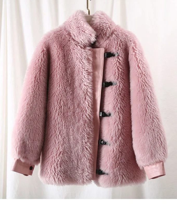 OFTBUY/ зимняя куртка для женщин, пальто из натурального меха, шерстяное пальто, тканая верхняя одежда для женщин, плюшевое пальто из флиса, уличная мода