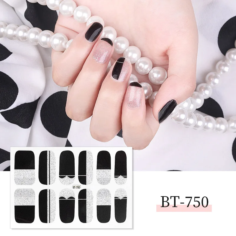 New Style 1pcs Beauty Nail Art Stickers Full Cover sticker Wraps Decorations Manicure Slider Nail Vinyls Adhesive Nails Decals - Цвет: BT-750
