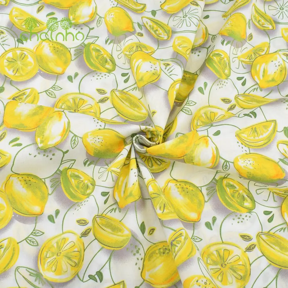 Printed Plain Cotton Fabric,Lemon Series,DIY Sewing Quilting Poplin Material For Baby&Children's Shirts,Skirts&Dress