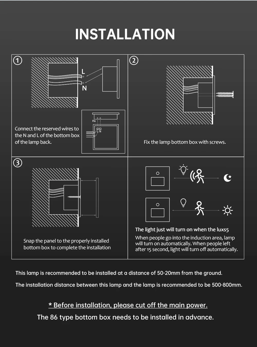 swing arm wall lamp Recessed Led Wall Light Fixture Stairs Led Light Motion Detector Sensor AC85-265V Corridor Stairs Lighting Wall Sconce Lamp the range wall lights