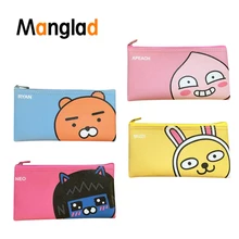 Manglad, милые пеналы на молнии с мультяшными животными, водонепроницаемые, мягкие, из искусственной кожи, школьные принадлежности, канцелярские принадлежности, сумка для ручек для студентов, подарок