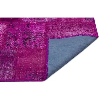 

Handmade Fuchsia Vintage Overdyed Patchwork Area Rug 120x180 Cm-3'11''X5'11''