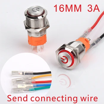 

16mm red blue yellow green white Light Hot Car Auto Metal LED Power Push Button Switch Self locking Type On-off 5V 12V 24V 220V