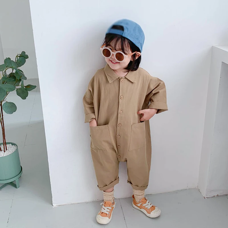 Kids Clothing Jumpsuit Girls Korean-Style Boys Denim Baby Children Letter Autumn New