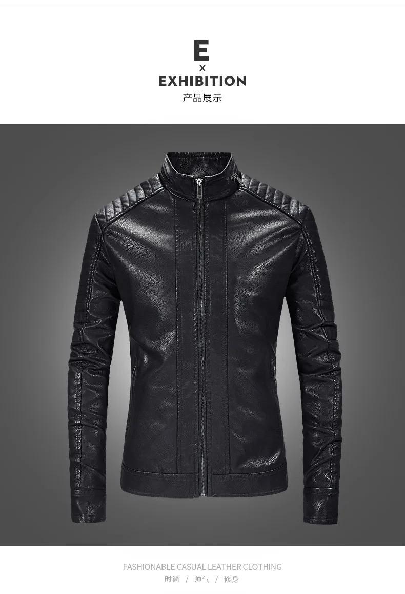 Crixalis AliExpress локомотив из искусственной кожи для мужчин плюс бархат короткий стенд воротник кожаная куртка для мужчин