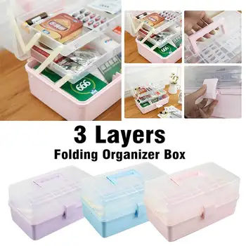 

3 Layers Medicine Box For First Aid Kit Plastic Folding Medical Chest Organizer Portable Medicine Cabinet Emergency Kit Box