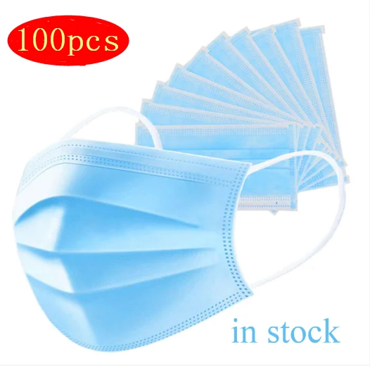 

In stock!100pcs 3 Layer Non-woven Dust Mask Anti-dust Safe Breathable Mouth Mask Ear loop Face Hypoallergenic Masks