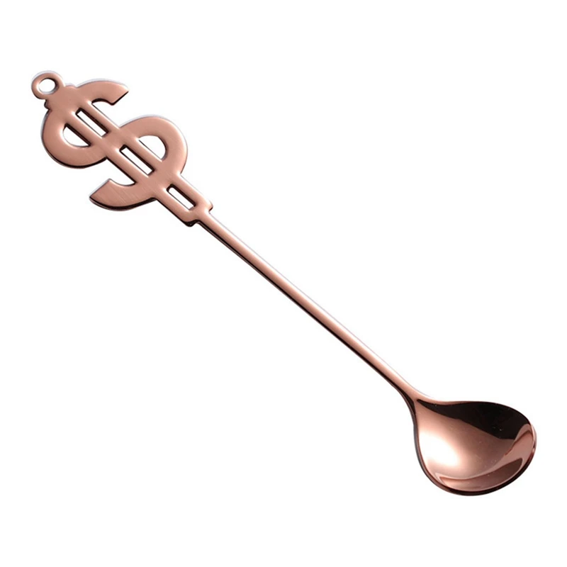 RGD 1 Pcs Colorful Stainless Steel Flatware Dollar Spoon Creative Milk Coffee Spoon Ice Cream Candy Teaspoon accessorie - Цвет: RGD