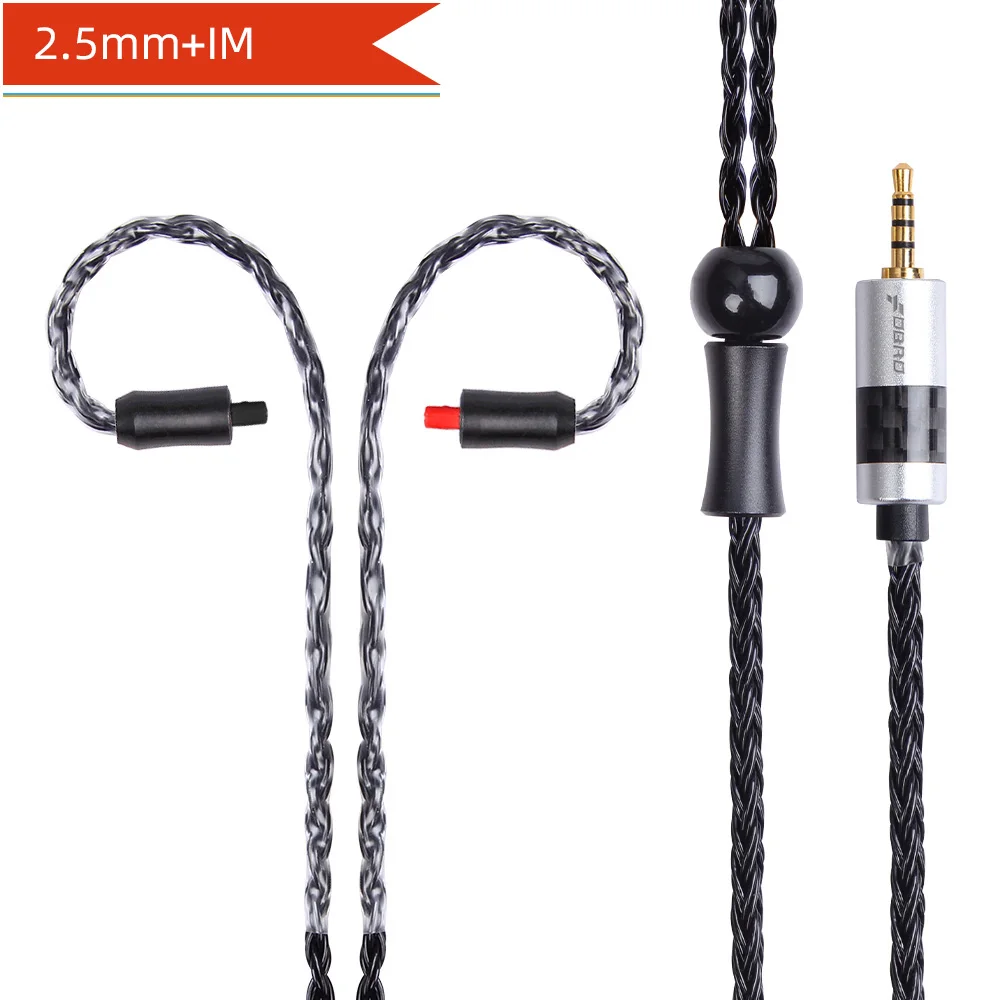 black 2.5mm IM FDBRO 16 ядер 2,5/3,5/4,4 мм с серебряным покрытием наушников обновления провода наушники MMCX кабель SE425 SE535 IE80 IM 2Pin 0,78 мм A2DC кабель - Цвет: black 2.5mm IM