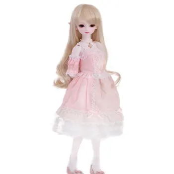 

modikerbjd 1/4 BJD Dolls Hodoo Makeup SD Dolls with Eyes and Pink Full Clothes - Light Color Skin