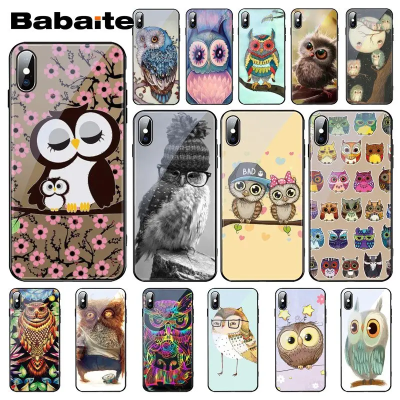 

Babaite Animal Owl Tempered Glass Phone Case For iphone 11 Pro XS MAX XR 8 X 7 6S 6 Plus
