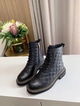 

Shoes For Women Boots 2020 Fashion Women Platform Black Boots Luxury Designer C Brand Genuine Leather Handmade Winter Shoes