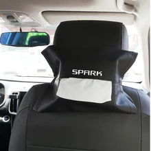 Для Chevrolet Spark из углеродного волокна, зернистая кожа, спинка сиденья, тканевая коробка, автомобильный подлокотник, коробка для салфеток, аксессуары для салона автомобиля