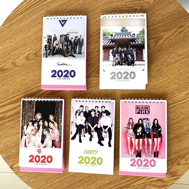 K-pop BLACKPINK GOT7 SEVENTEEN TWICE Bangtan Boys плакат Настольный календарь модный K-POP календарь Коллекция подарков для фанатов