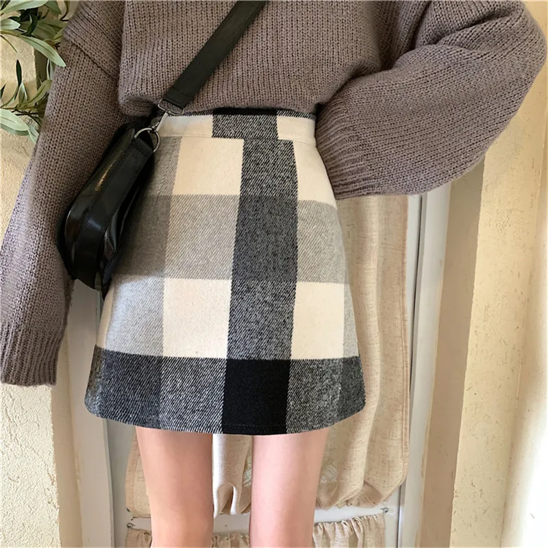 Lychee девушки плед печатных Женская юбка весна лето осень леди низ Высокая талия