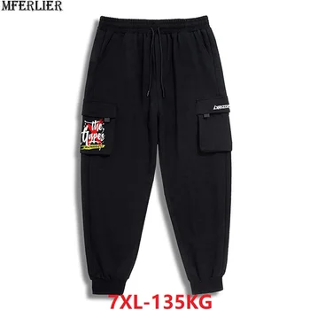 

spring summer men high waist sweatpants pockets pencil sports pants plus size 6XL 7XL 5XL pants Stretch elasticity cotton pants
