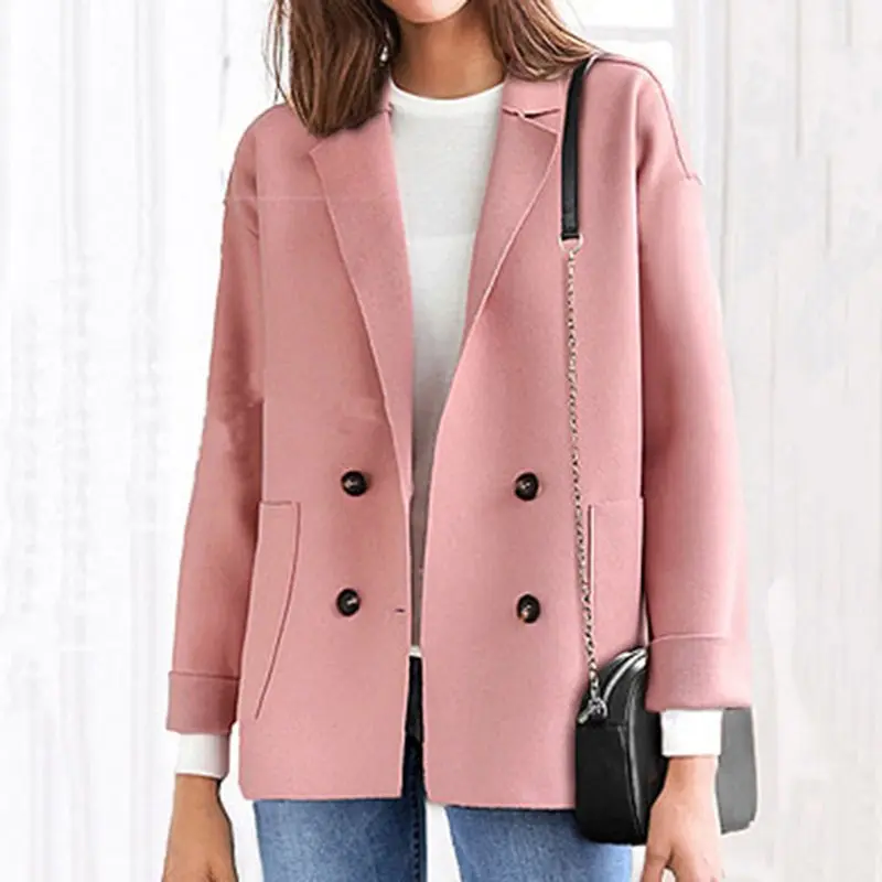 

2019 Autumn Jacket Blazer Overcoat Plus Size Oversized Women woolen Coat Elegant Office Ladies Fashion Single Breasted Coat