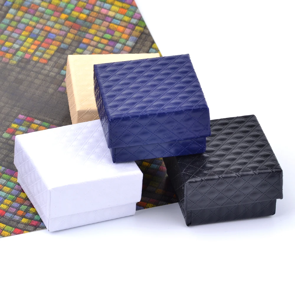 

10PCS Square Jewelry Box Wedding Engagement Ring Earrings Boxes Jewelry Organizer Display Gift Case Holder Black Red White Navy