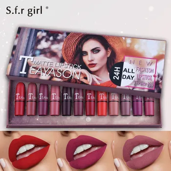 

Matte Lipstick Set 12pcs/lot Waterproof Nutritious Velvet Lip Stick Women Fashion Lips Makeup Set