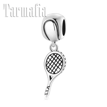 925 пробы Серебряный спортивный бадминтон подвеска в виде ракетки бусины очаровательные аксессуары подходят к оригинальному Pandora Браслеты для изготовления ювелирных изделий
