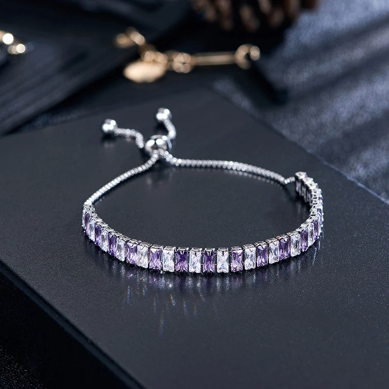 More Style Choose Purple Gems Red Garnet Zircon 925 Sterling Silver Bracelet M03-SL0184