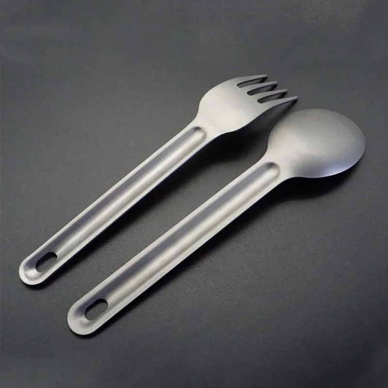 

Camping equipment Outdoor Hiking Picnic titanium Spoon Dinnerware titanium Fork Ultralight pure titanium Spork