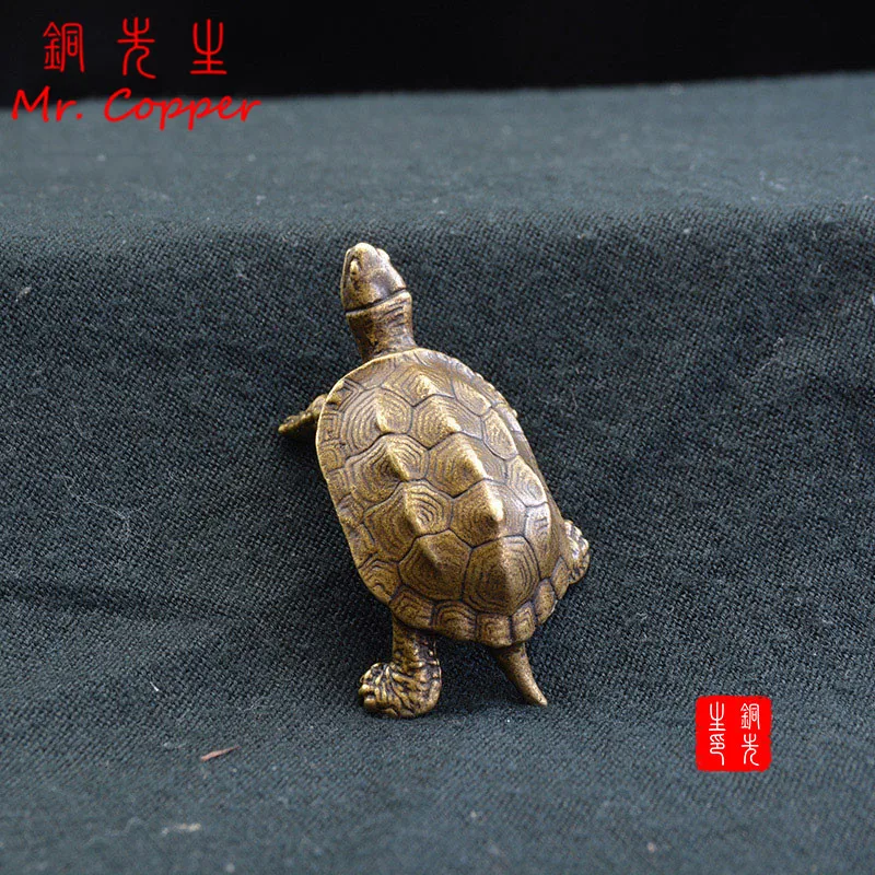 

Antique Copper Auspicious Turtle Ornaments Vintage Brass Animal Feng Shui Figurines Home Decorations Accessories Desk Tea Pets