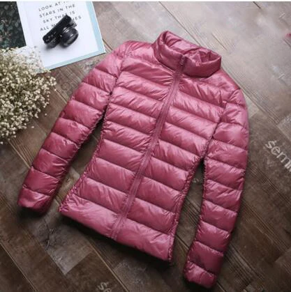 AMORLIVE осень зима легкий пуховик женский короткий стоячий воротник тонкий XL короткое теплое пальто - Цвет: pink