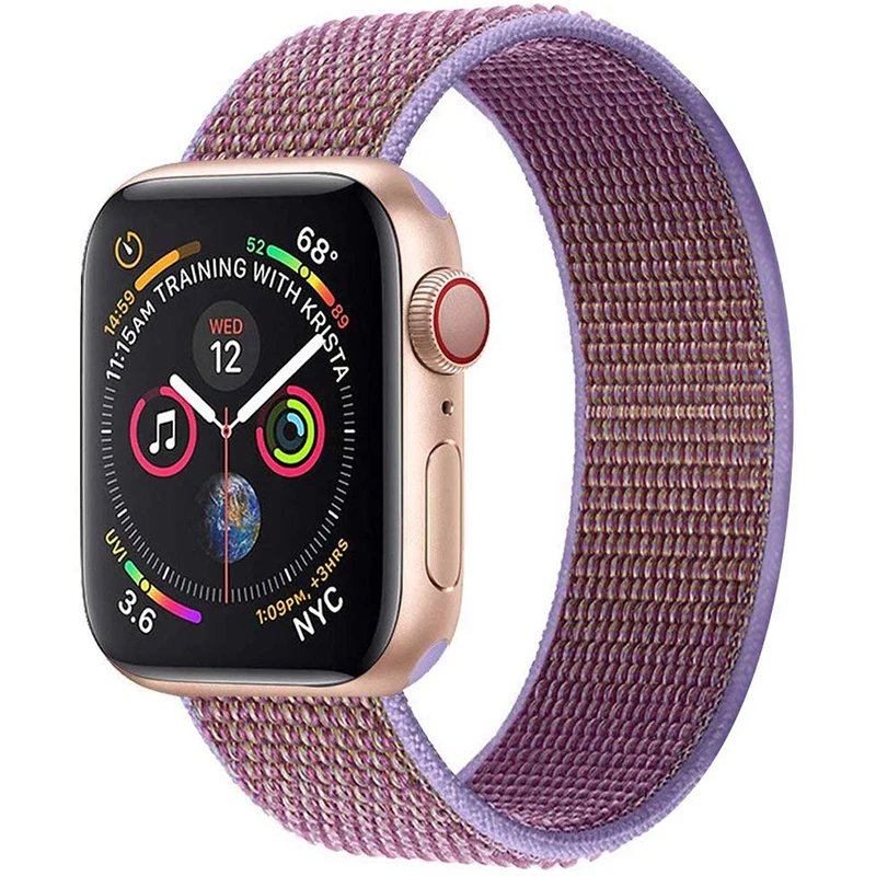 Ремешок для Apple Watch 44 мм 40 мм ремешок из нейлона iWatch Correa Series 5 4 3 2 Sport Loop 42 мм 38 мм браслет ремешок для часов аксессуары Новинка - Цвет ремешка: 34 Lilac