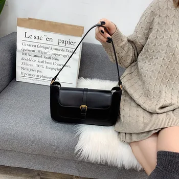 

QINSIED Baguette bag handbag ins shoulder bag designer luxury crossbag women bag 2020 genuine cow lether bag Fashion