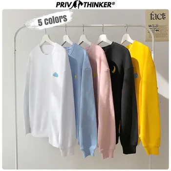 

Privathinker 2020 Men Woman Couple Korean Collage Hoodies Pullovers Female Spring Embroidery Sweatshirts Lady Colorful Clothes