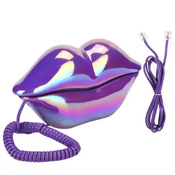 Teléfono fijo inalámbrico con labios morados para el hogar y la Oficina, electrochapado, creativo