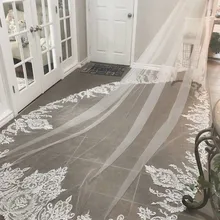 Элегантная свадебная фата белого цвета и цвета слоновой кости, кружевная фата длиной 3 м* 1,5 м для собора, Кружевная аппликация по краям, свадебная фата для невесты, покрывающая лицо