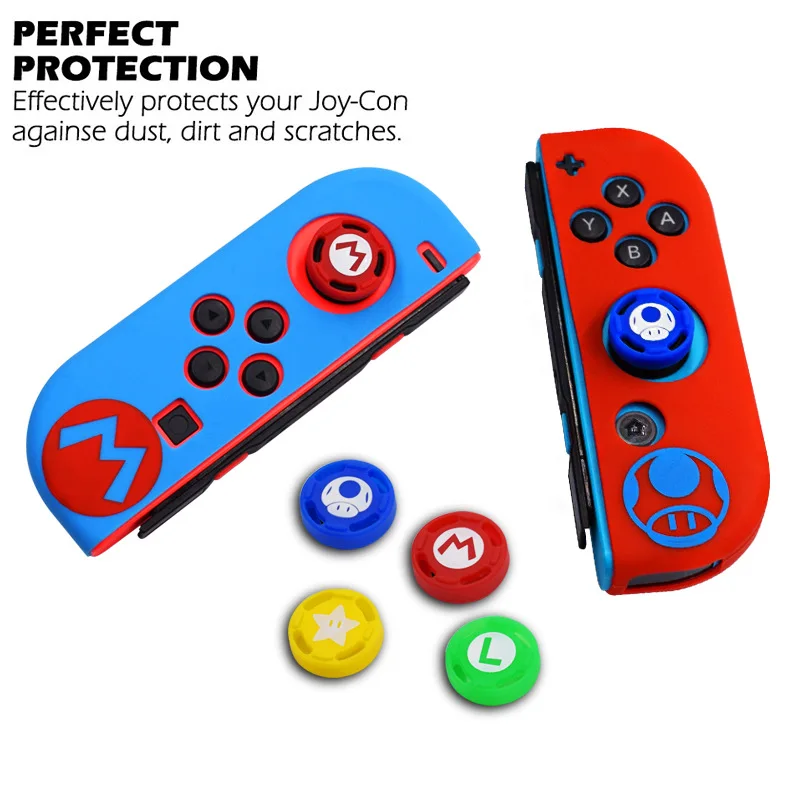 

Nintendo Switch Silicone Case with Pattern with Handle Key Cap Switch Handle Protective Case